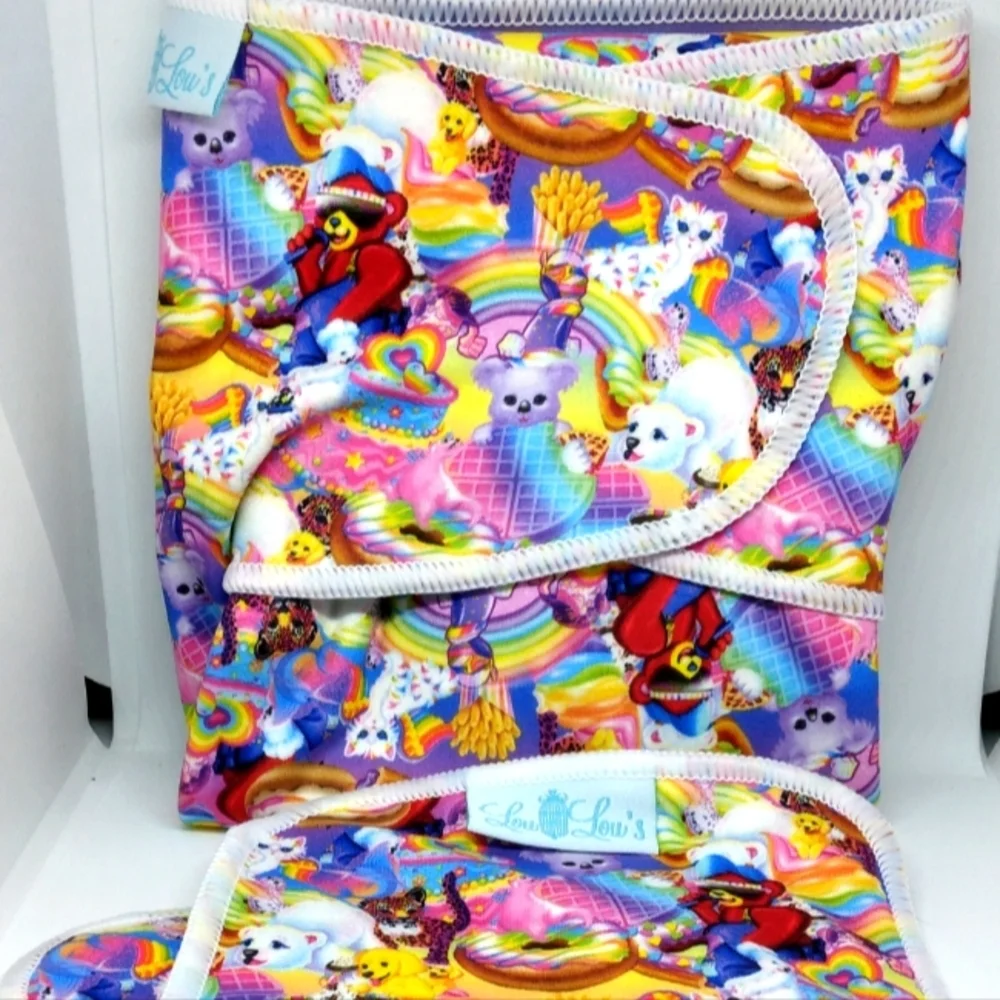 Lisa Frank cloth diaper preflat